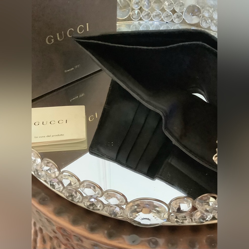 🔥GUCCI🔥 Micro Guccissima GG Black Leather Bi-Fold Wallet - Picture 6 of 14